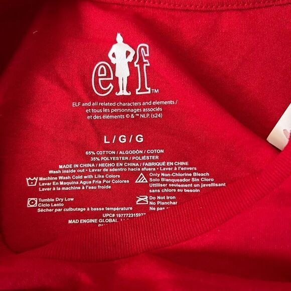 Elf Omg Santa Big Face T-Shirt- Size Large - Picture 4 of 6